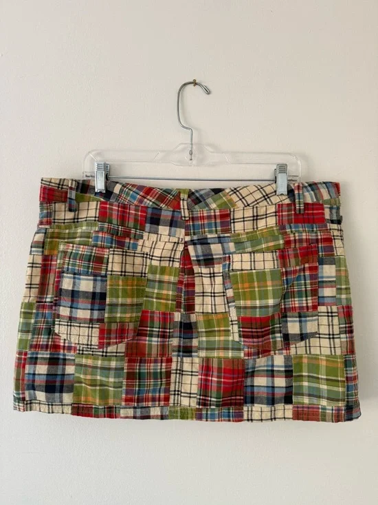 Vintage Y2K Plaid Patchwork Low Rise Mini Skirt Sz 14 American Eagle Outfitters - Picture 5 of 13